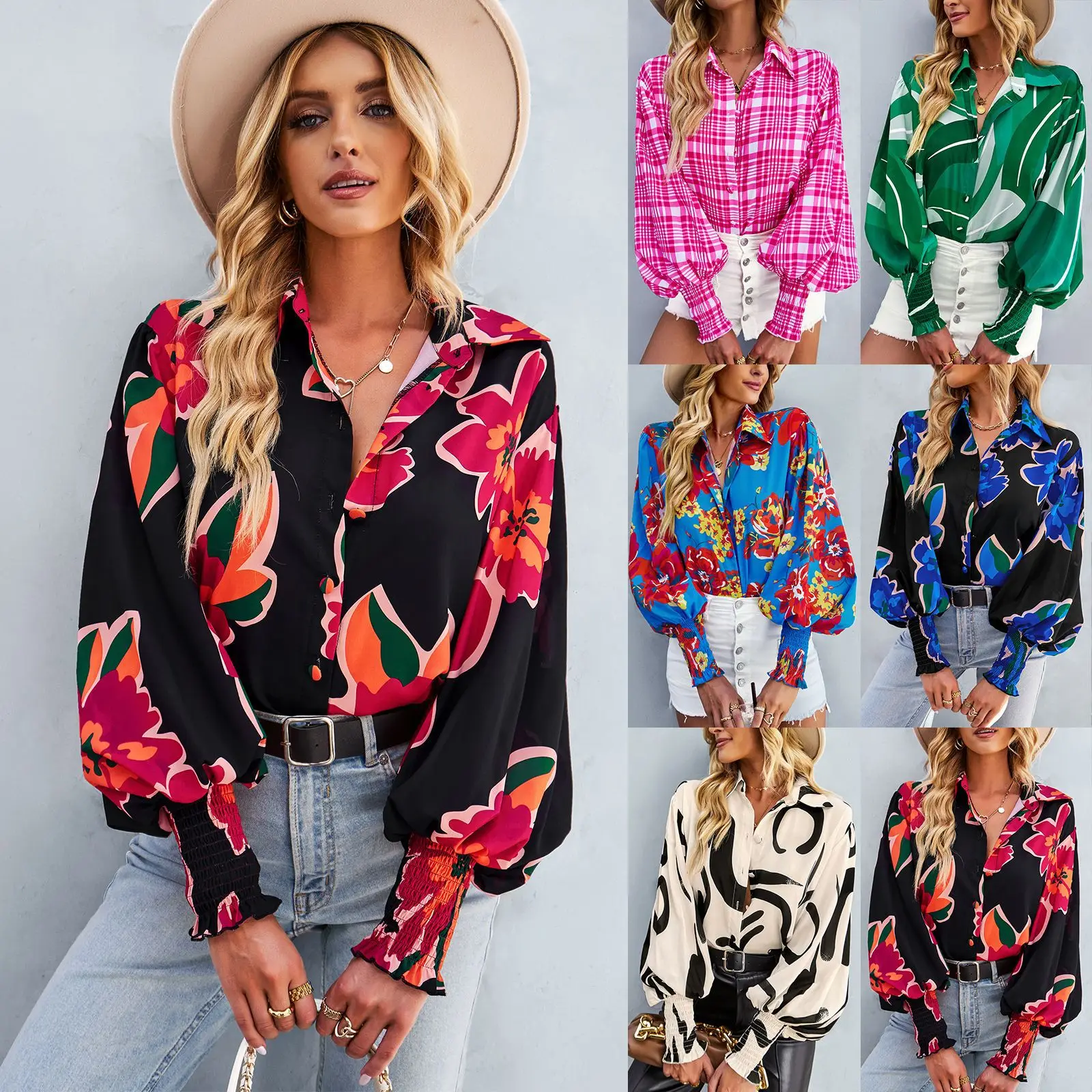 Spring Autumn Women Shirt Flower Print Women Top Fashion Commuter Women's Shirt Long Sleeve Versatile Top
Spring Autumn Women Shirt Flower Print Women Top Fashion Commuter Women's Shirt Long Sleeve Versatile Top