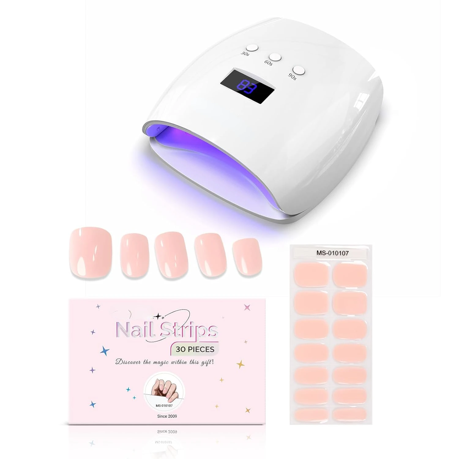 Semi Cured Gel Nail Strips, Creamy Pink and UV Nail Lamp True 54W Professional Dryer for Gel Polish Curing with 3 Timer Settin
Semi Cured Gel Nail Strips, Creamy Pink and UV Nail Lamp True 54W Professional Dryer for Gel Polish Curing with 3 Timer Settin