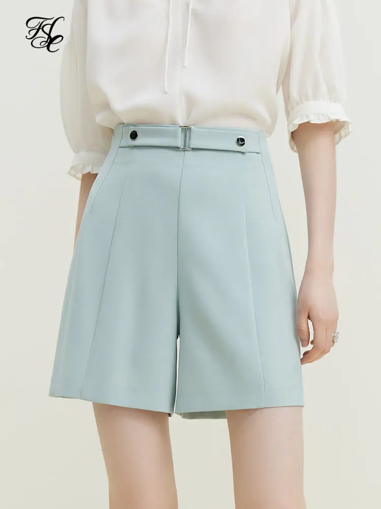 

FSLE Suit Shorts for Women Niche Design Waist Pants Summer Newly Casual Commuter Loose Simple Style Solid Color Shorts Female