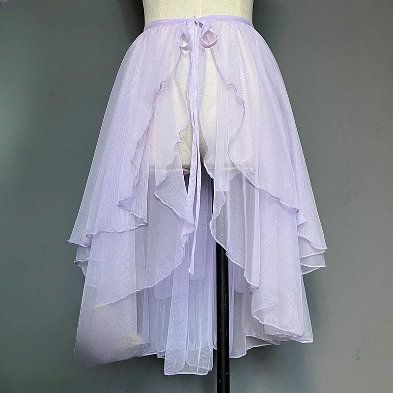 

Lace Up Double Layer Wave Skirt Front Short Back Long OP Dress JSK Lolita JSK Dress Cover Skirt Half Skirt