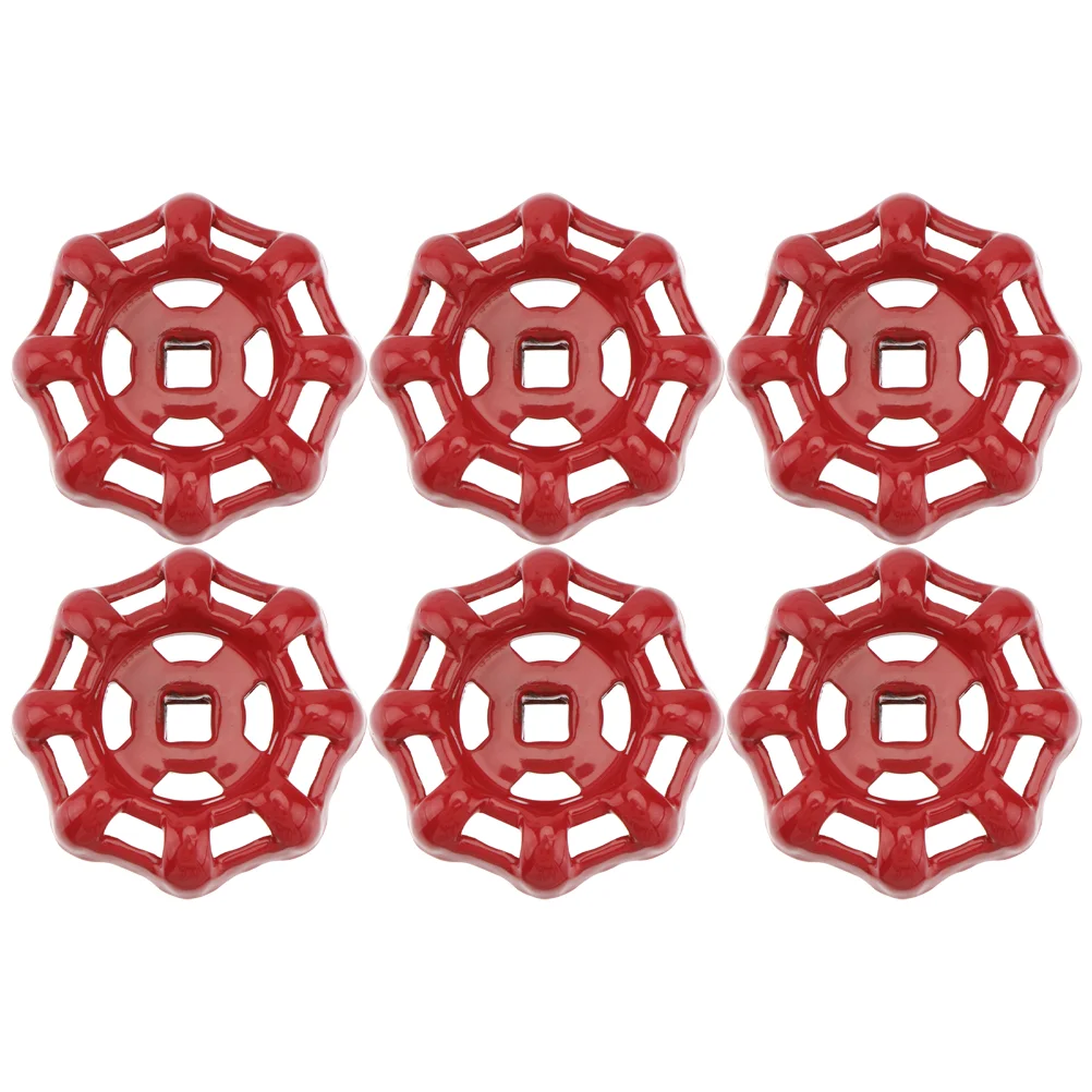 

6 Pcs Hose Gate Valve Handle Shutoff Wheel Fitting Decorative Cast Iron Red Round Broach