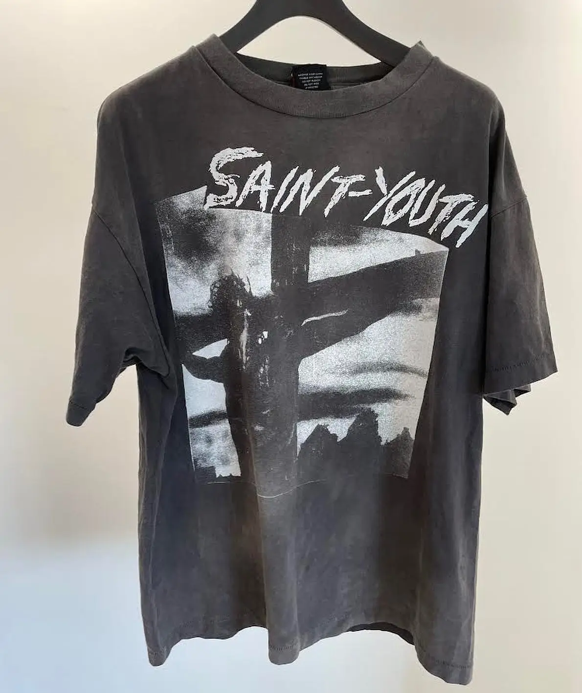 

23ss Japanese style Men Saint Michael Cross print washed Men Women 1:1 Vintage T-shirt Hip Hop Tees Retro Kanye West Clothing