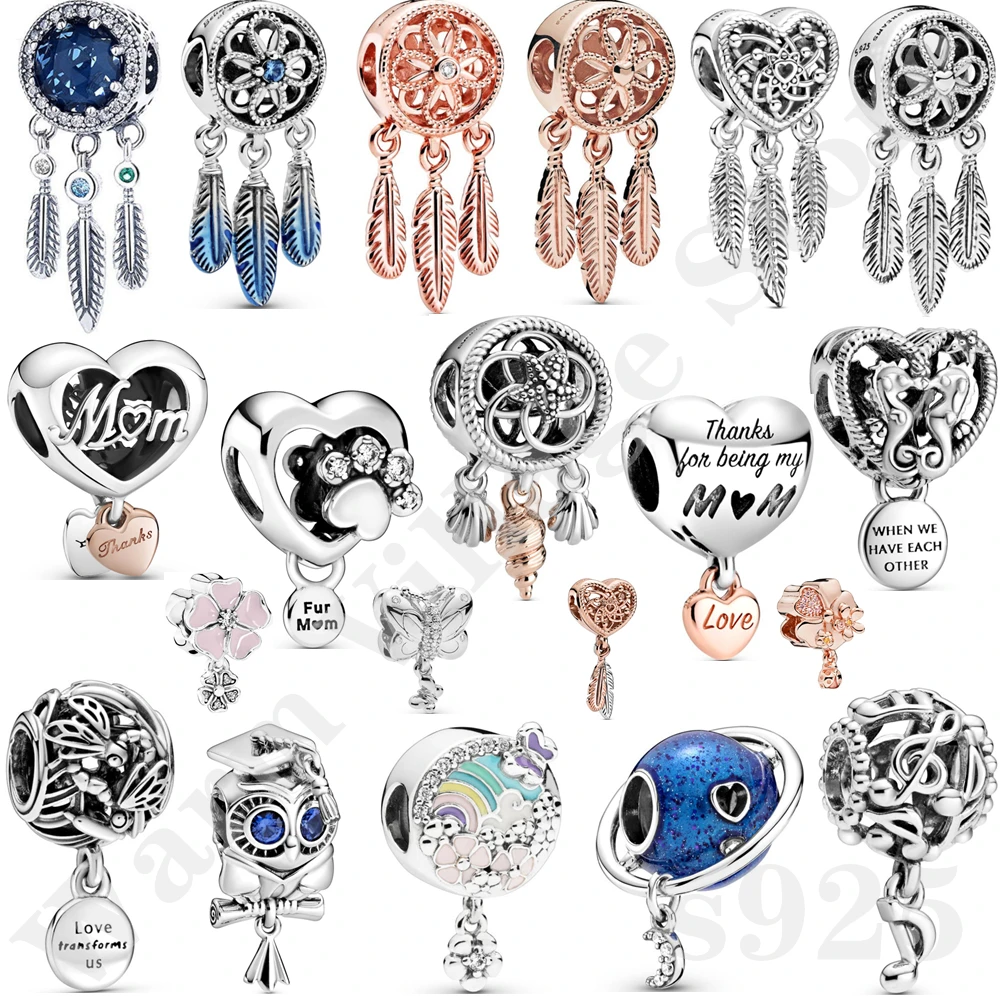 925 Silver Brand New Hollow and Three Feather Dream Catcher Beads for Original Charm Bracelet Beaded DIY Women's Jewelry
925 Silver Brand New Hollow and Three Feather Dream Catcher Beads for Original Charm Bracelet Beaded DIY Women's Jewelry