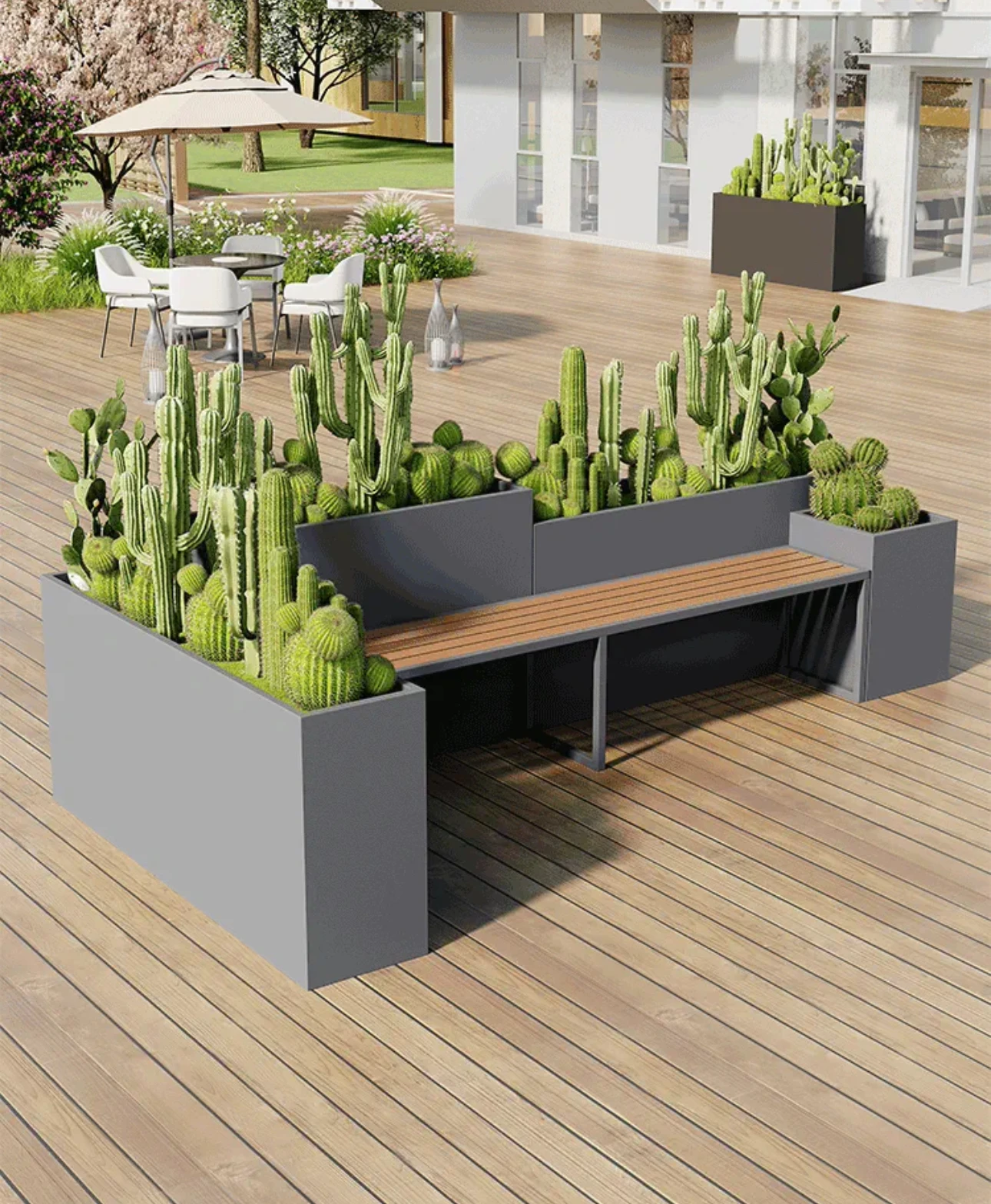 Outdoor stainless steel bench flower box combination shopping mall with wrought iron seats outside the sales department rectangu
Outdoor stainless steel bench flower box combination shopping mall with wrought iron seats outside the sales department rectangu