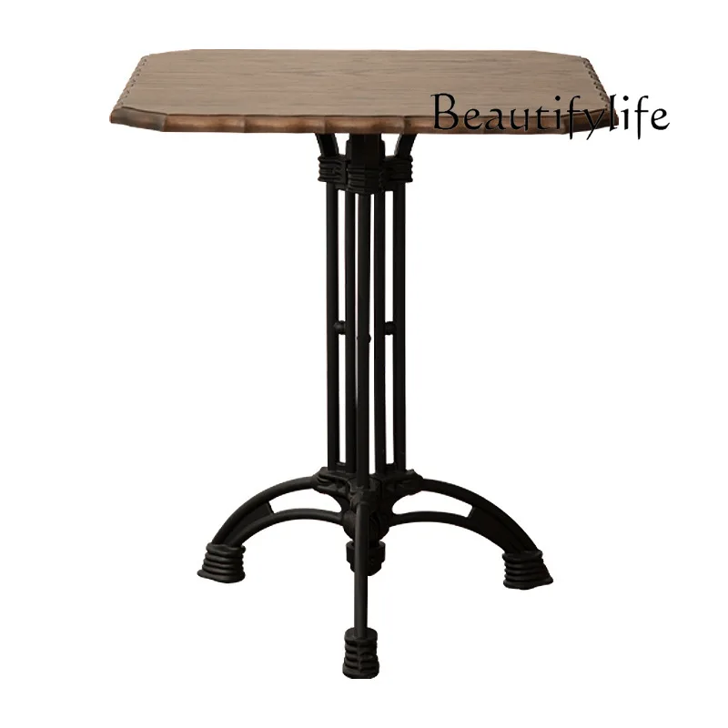 

Железный столик и стул в стиле ретро из массива дерева, кофейный столик в американском стиле, Европейский десертный магазин, восемь неувядающих столов средней высоты