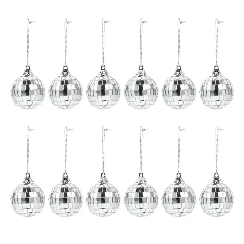 

6/12pcs Disco Mirror Ornament Christmas Balls Tree Mini Hanging Decor Party Pendant Decoration Reflective Small Xmas Ornaments