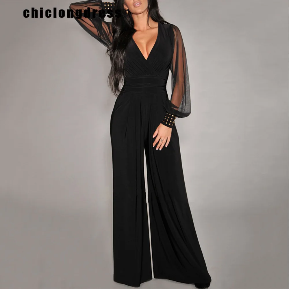 Autumn Fashion Mesh Splice Jumpsuit Women Sexy OL Solid V-Neck Pearl Mesh Long Sleeve Wide Leg Pants Women Jumpsuit
Autumn Fashion Mesh Splice Jumpsuit Women Sexy OL Solid V-Neck Pearl Mesh Long Sleeve Wide Leg Pants Women Jumpsuit