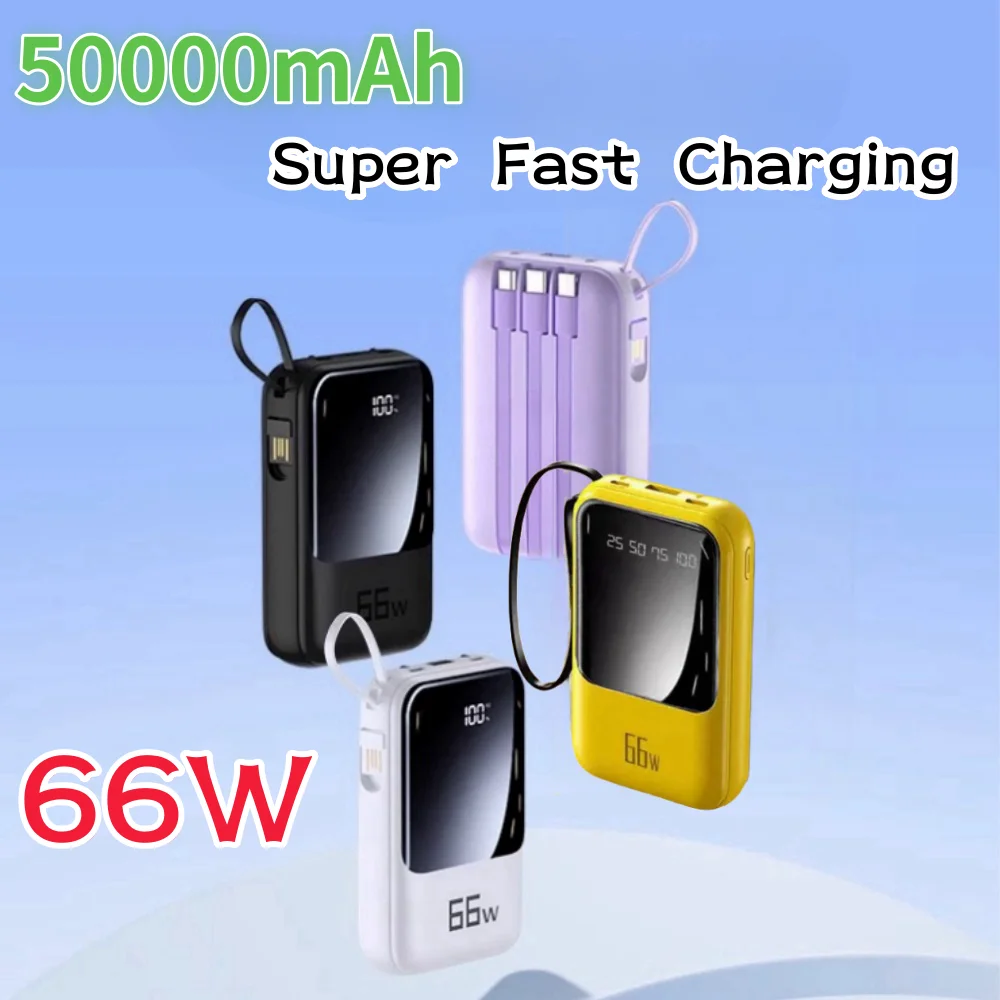 50000mAh 66W ultra fast charging power bank with built-in cable, compact and portable data cable, three in one fast charging
50000mAh 66W ultra fast charging power bank with built-in cable, compact and portable data cable, three in one fast charging