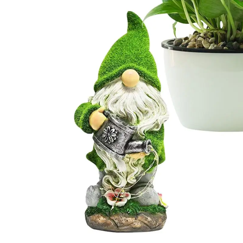 

Gnome Solar Lawn Ornament Fairy Gnomes Garden Lamp Resin Dwarf Figure With Lights And Flocking Hat Gnome For Porch Ornaments