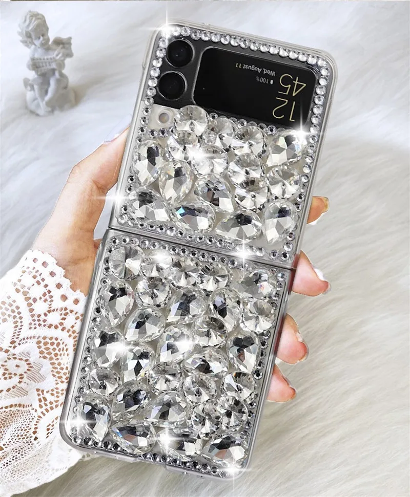 

New Glitter Diamond Phone Case Rhinestone Bling Cover Coque For Samsung Galaxy Z Flip 4 Samsung Z Flip4 5G Case