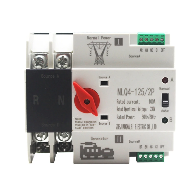 Din Rail 2P ATS Dual Power Automatic Transfer Switch Selector Switches Uninterruptible Millisecond Power Generator Easy To Use
Din Rail 2P ATS Dual Power Automatic Transfer Switch Selector Switches Uninterruptible Millisecond Power Generator Easy To Use