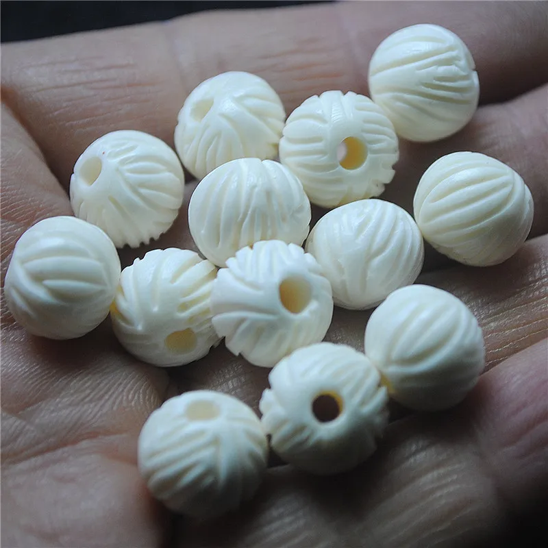 

10PCS Spacer Beads Natural OX Bone Material 10MM 12MM Big Hole 3.0MM For Fashion Women Bracelet Making Accessories Free Shipping