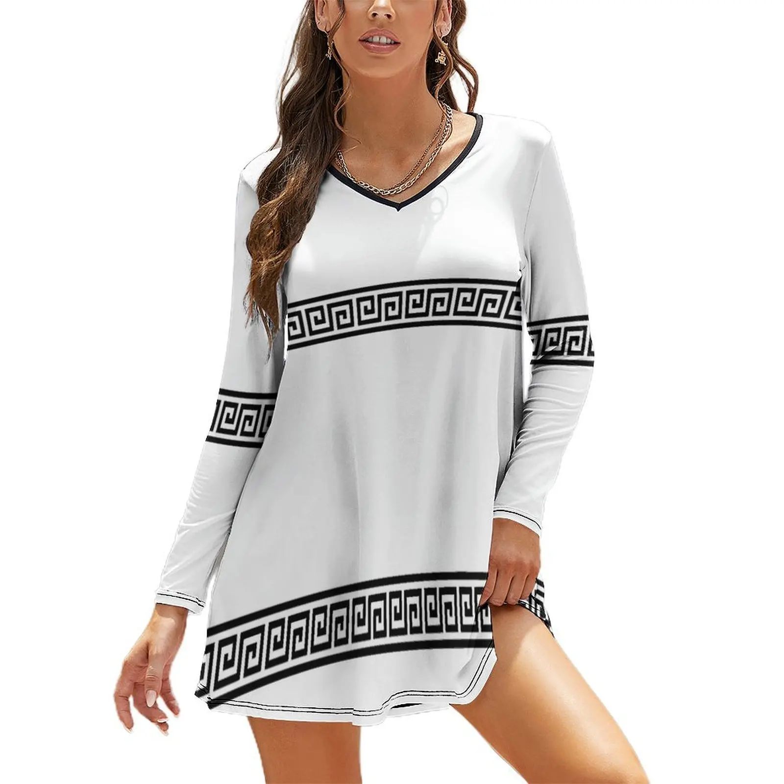 Greek geometric pattern Long Sleeved Loose Dress prom clothes evening dresses ladies
Greek geometric pattern Long Sleeved Loose Dress prom clothes evening dresses ladies