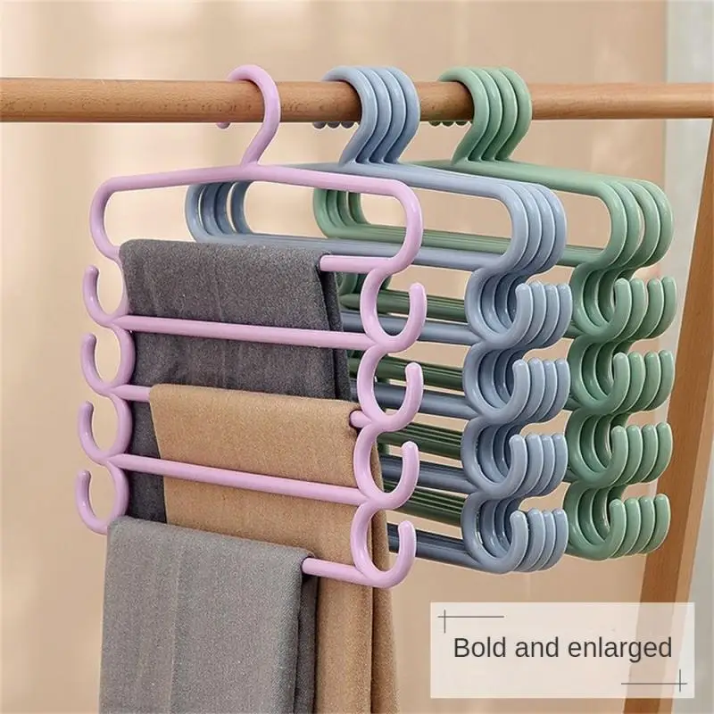 

Clothes Hangers Trousers Hangers Holders Closet Storage Organizers 5 Layers Pants Towel Scarfs Racks Storage Organization