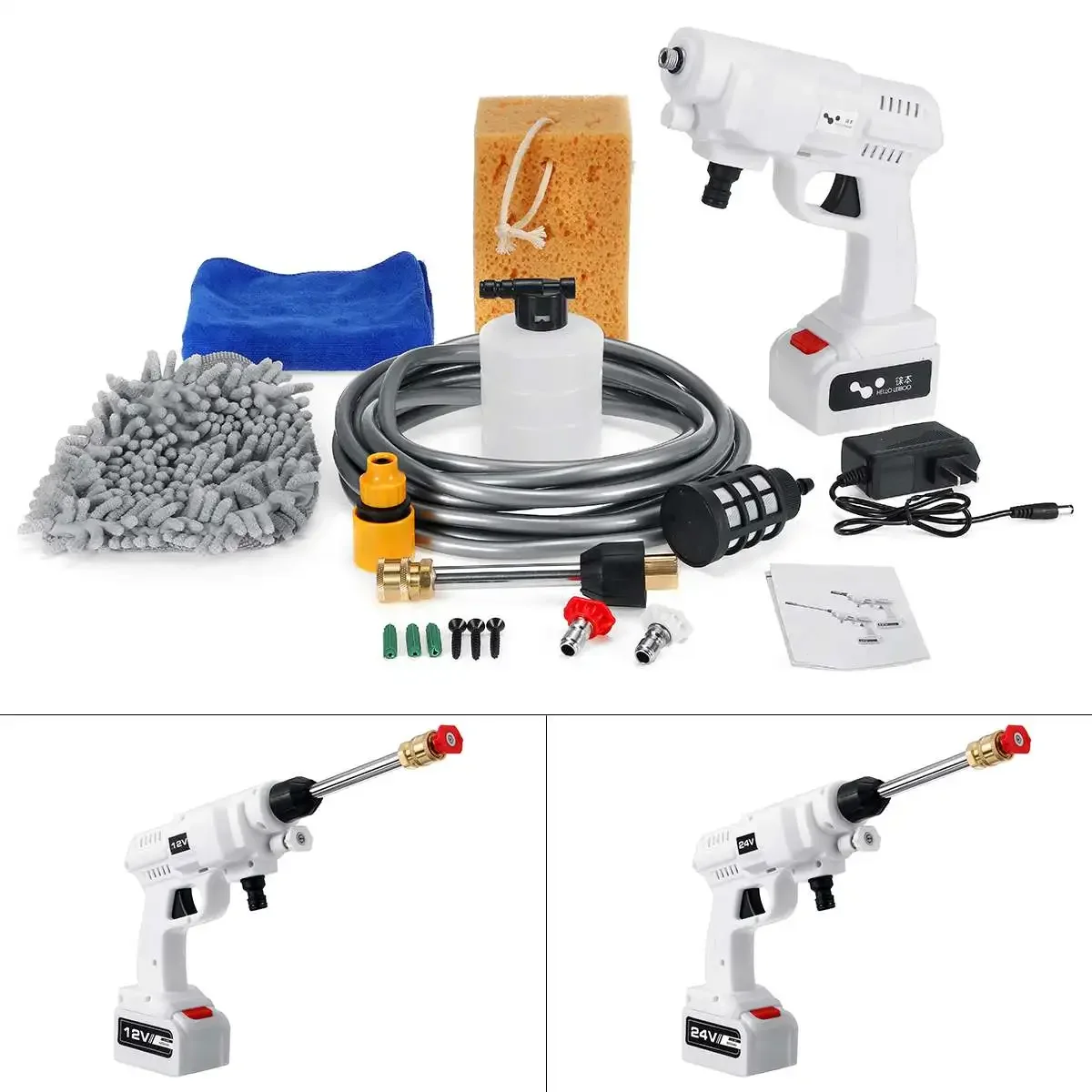 200W 12/24V Cordless High Pressure Car Washer Gun Handheld Auto Spray Powerful Washer Machine Garden Water Jet 5600mAh Battery
200W 12/24V Cordless High Pressure Car Washer Gun Handheld Auto Spray Powerful Washer Machine Garden Water Jet 5600mAh Battery