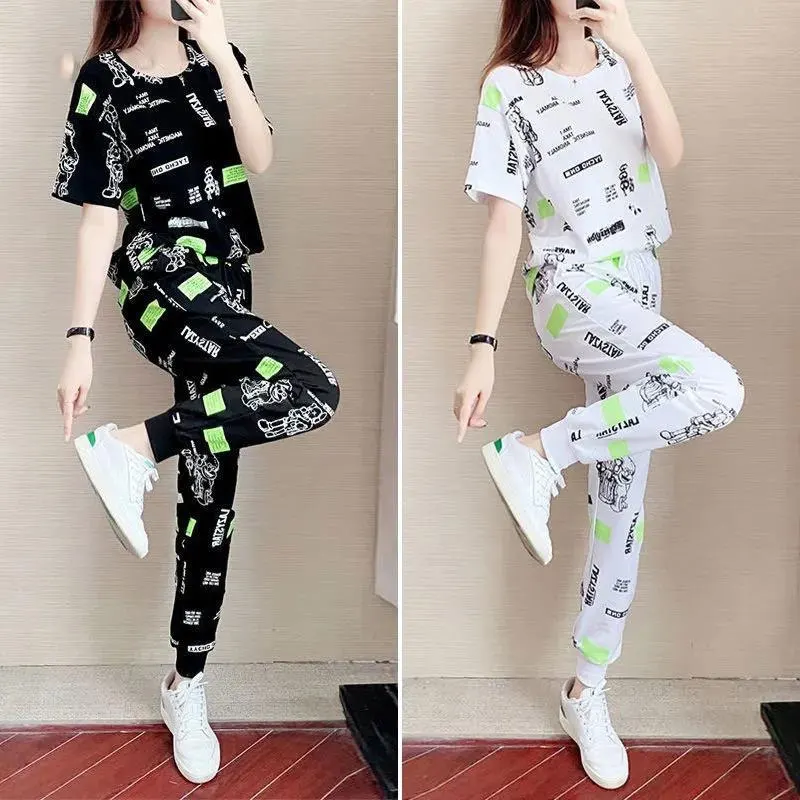 New Summer Cotton Pajamas for Women High End Sports And Leisure Suit Two-piece Of Fashion Street Fried Loose Pants Home Clothing
New Summer Cotton Pajamas for Women High End Sports And Leisure Suit Two-piece Of Fashion Street Fried Loose Pants Home Clothing