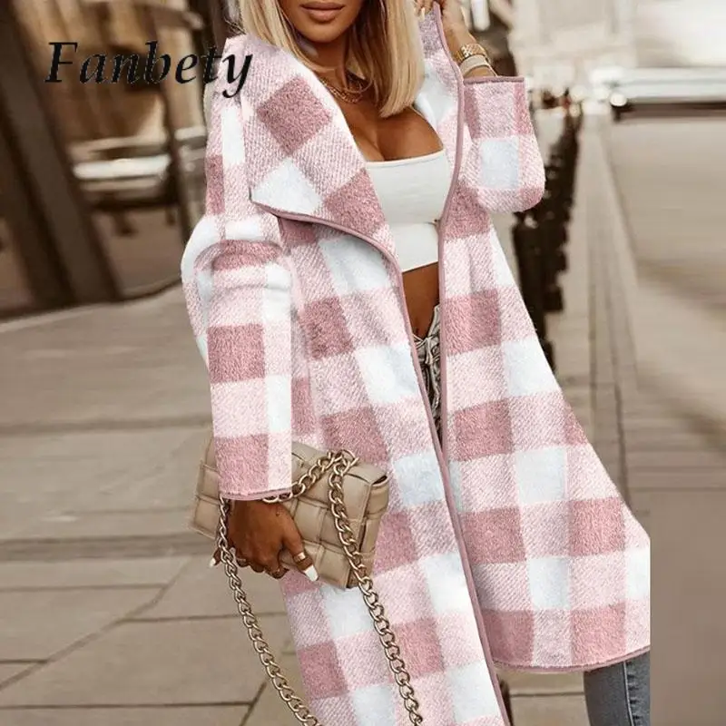 Winter Loose Plaid Overcoat Outerwear Turn-Down Collar Woolen Jacket Women Coats Trendy Elegant Warm Long Sleeve Print Cardigan
Winter Loose Plaid Overcoat Outerwear Turn-Down Collar Woolen Jacket Women Coats Trendy Elegant Warm Long Sleeve Print Cardigan