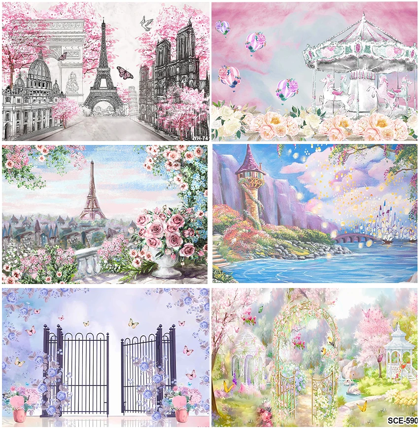 Pink Flowers Eiffel Tower Spring Oil Painting Backdrops Carousel Art Portrait Kids Adult Birthday Party Baby Shower Background
Pink Flowers Eiffel Tower Spring Oil Painting Backdrops Carousel Art Portrait Kids Adult Birthday Party Baby Shower Background