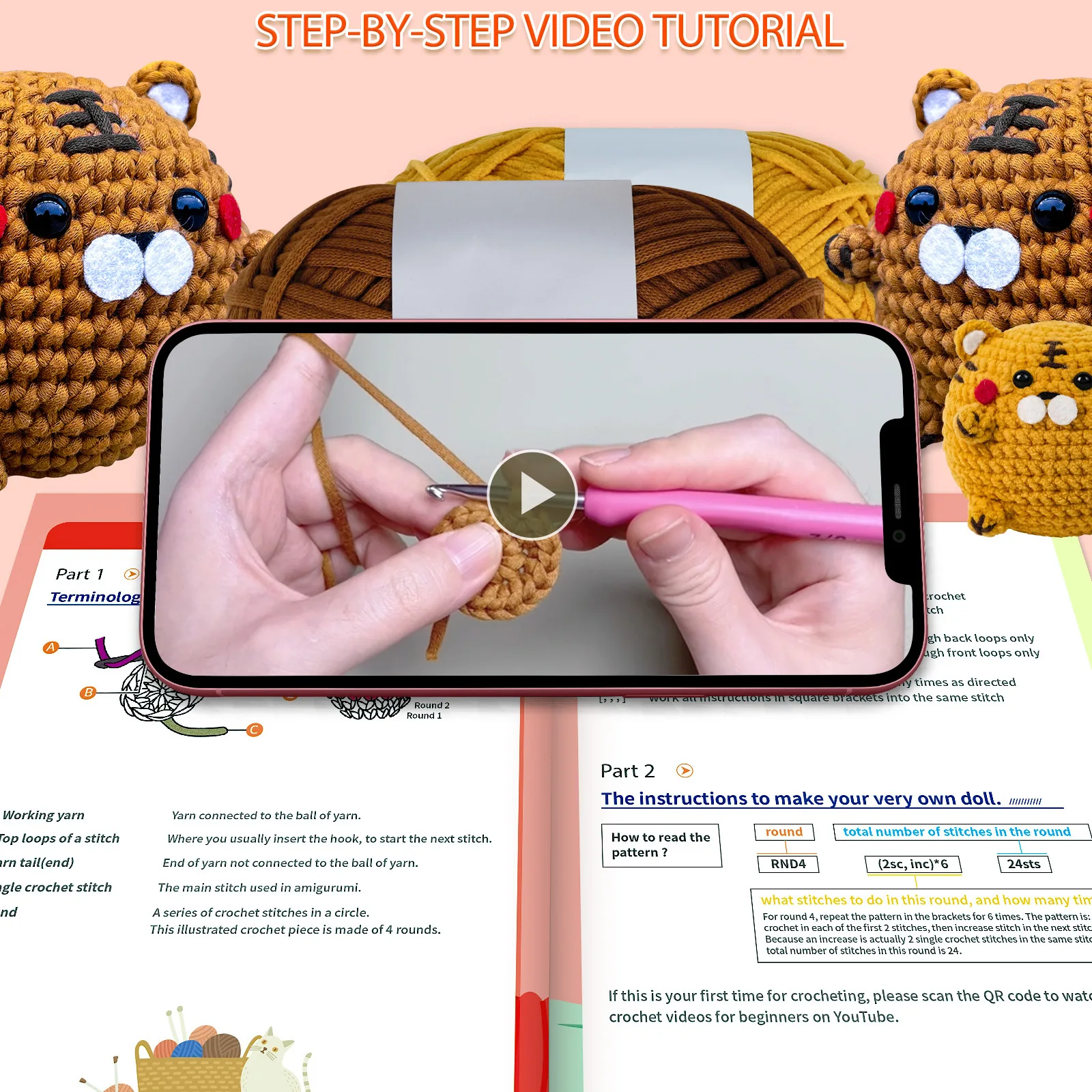 DIY Tiger Crochet Kit Learn to Crochet for Adults Kids 2 Sbb92deb695d44fb99ceee972877e323ad