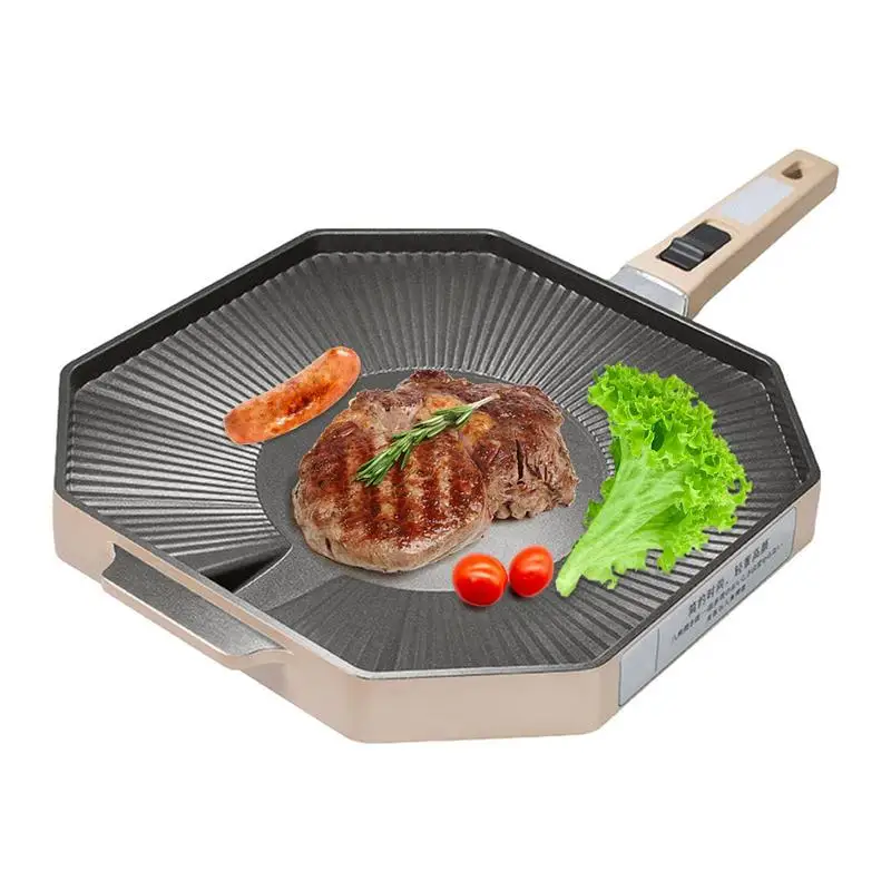 

Camping Grill Pan BBQ Griddle Stove Tops Non Stick Grilling Cookware Hygienic And Detachable Stovetop Grilling Pan For Camping