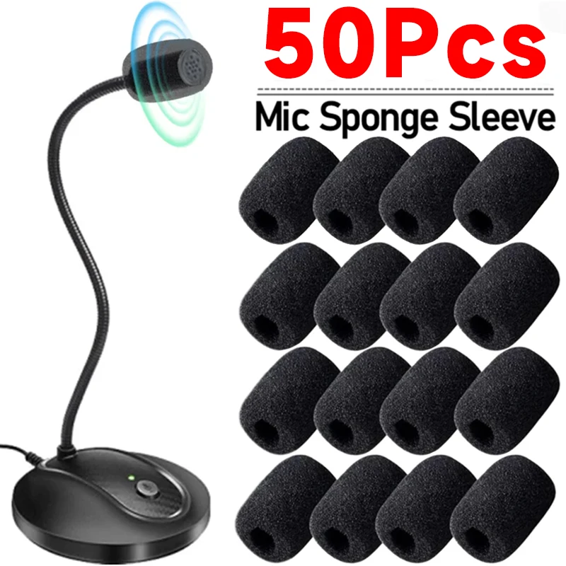 

50-10Pcs Black Collar Mic Protector Replacement Headset Sponge Covers Mic Foam Cover Protective Cap for Gooseneck Meeting Mic