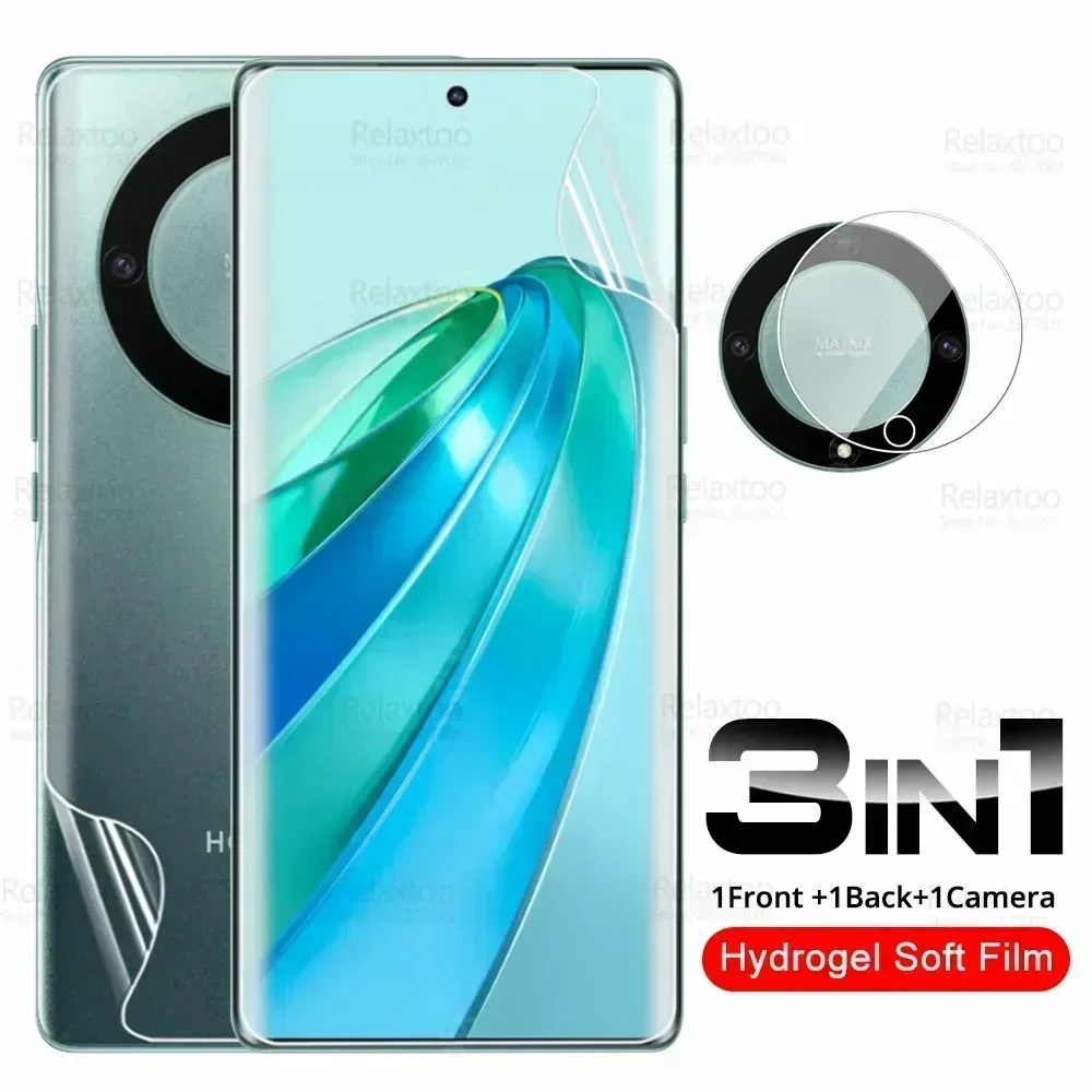 

3in1 Camera Glass Front Back Hydrogel Film For Honor X9A Screen Protector On HonorX9A Honer Xonor X9 A X 9A 5G RMO-NX1 Soft Film