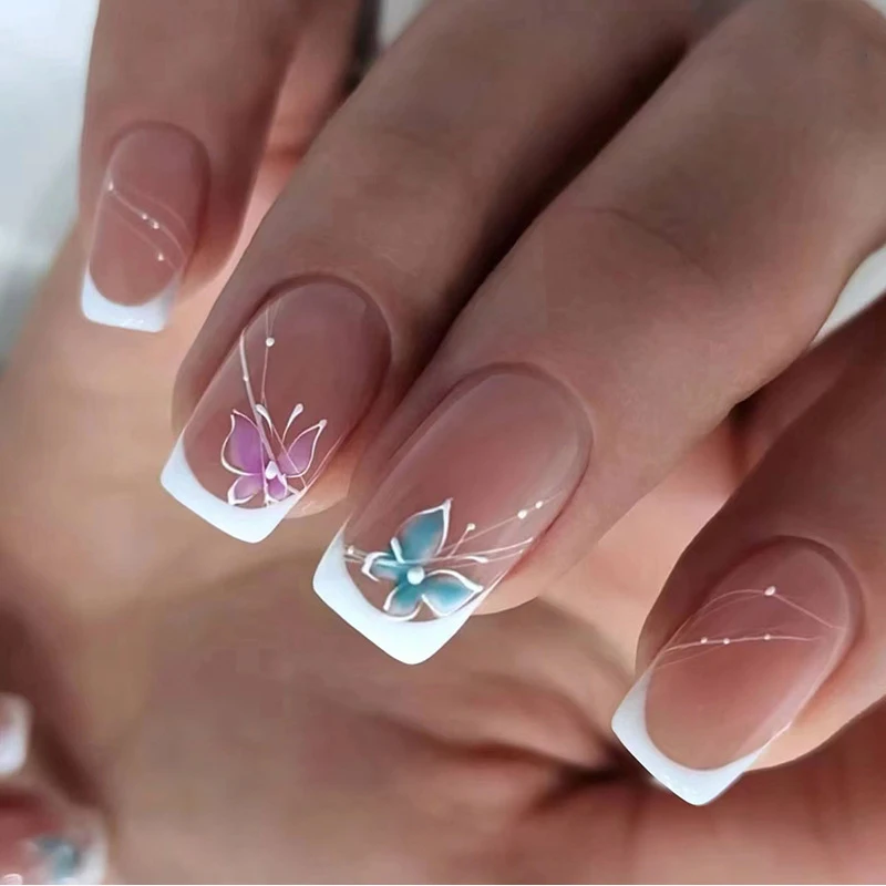 24Pcs/Set False Nail French butterfly molding Fake Nail Tips Full Cover Acrylic False Nails Decoration For Nail Tip Beauty
24Pcs/Set False Nail French butterfly molding Fake Nail Tips Full Cover Acrylic False Nails Decoration For Nail Tip Beauty