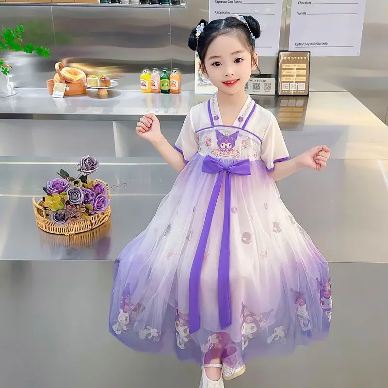Детское платье принцессы Sanrio Kuromi, милое летнее тонкое Сетчатое платье с коротким рукавом и вышивкой, аниме дышащая юбка с V-образным вырезом, подарок для девочки
Детское платье принцессы Sanrio Kuromi, милое летнее тонкое Сетчатое платье с коротким рукавом и вышивкой, аниме дышащая юбка с V-образным вырезом, подарок для девочки