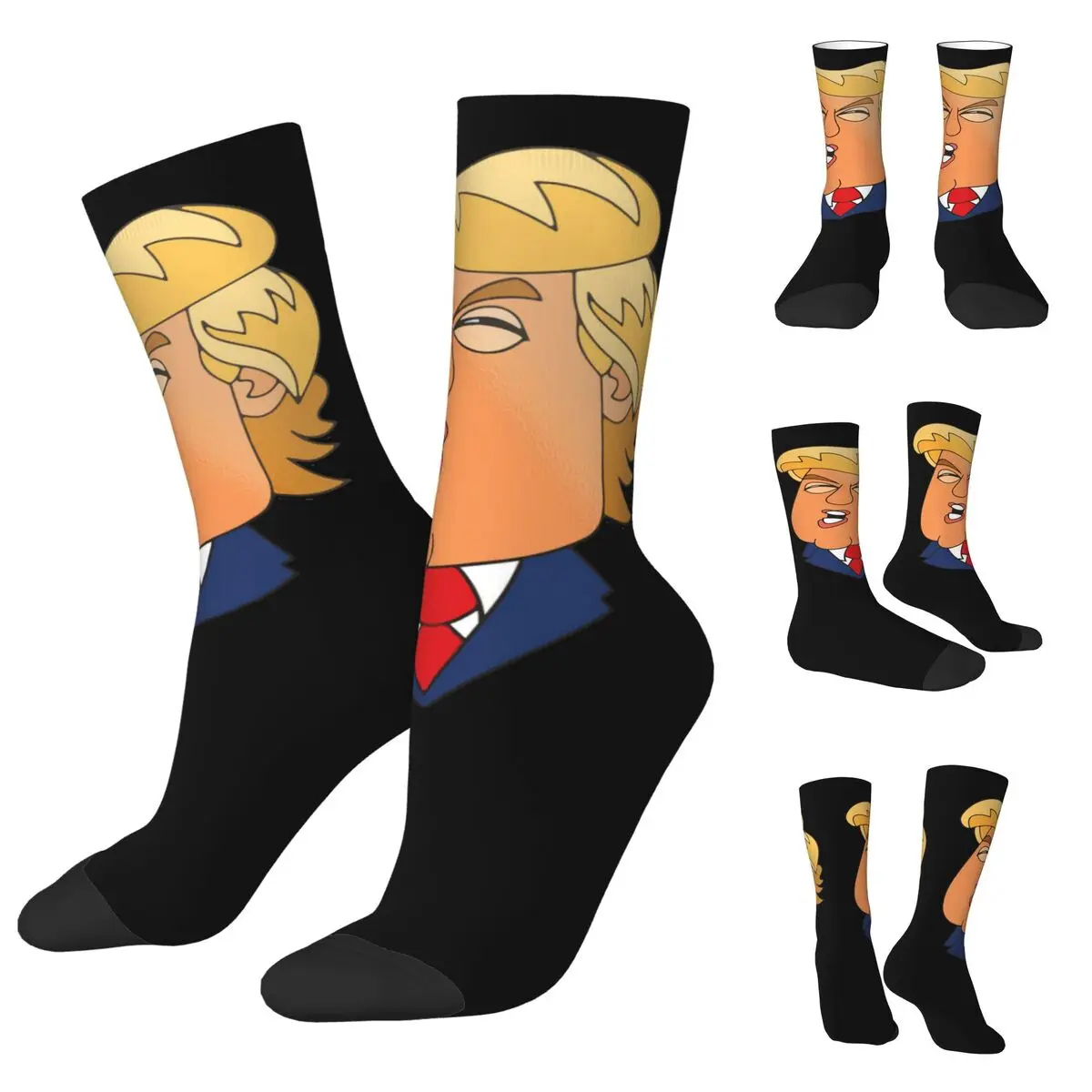 

Уютные носки унисекс с 3D-принтом, интересные носки для бега с Дональдом Трампом из мультфильма «четыре сезона»