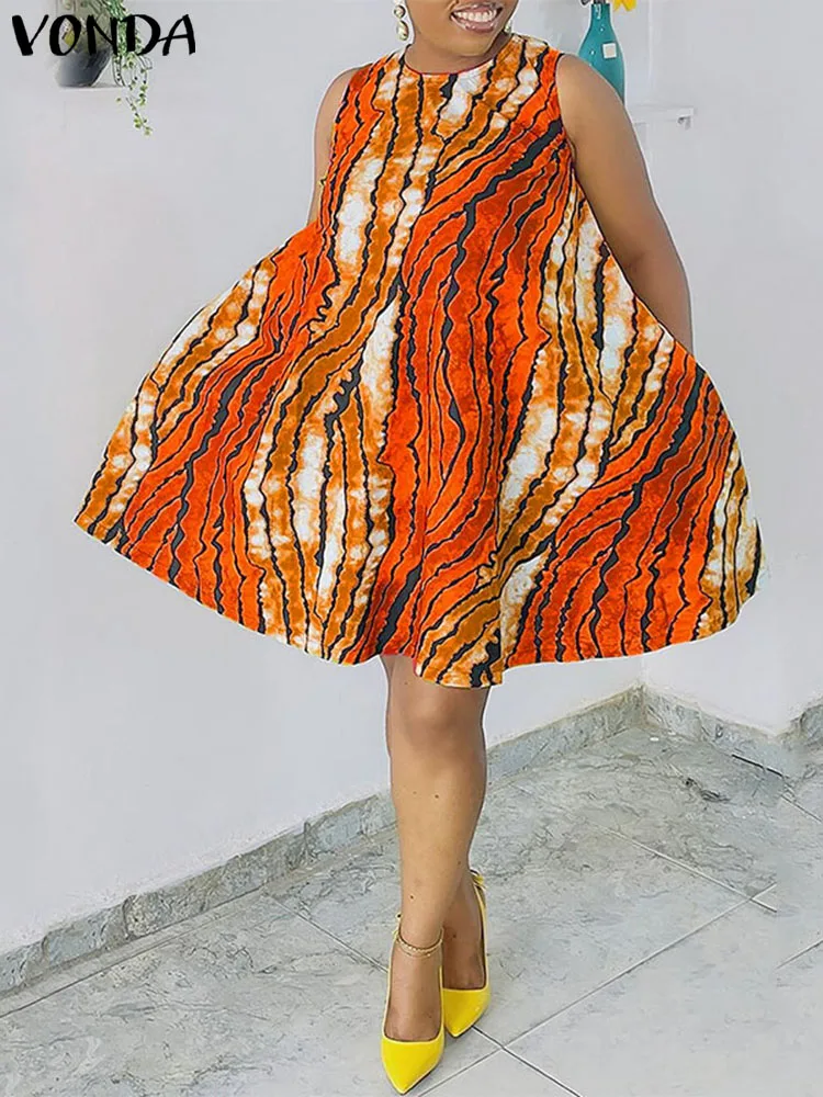 Short Dress 2024 VONDA Women Summer Sleeveless Printed Party Sundress Fashion Mini Dress Casual Loose Vestidos O Neck Robe
Short Dress 2024 VONDA Women Summer Sleeveless Printed Party Sundress Fashion Mini Dress Casual Loose Vestidos O Neck Robe