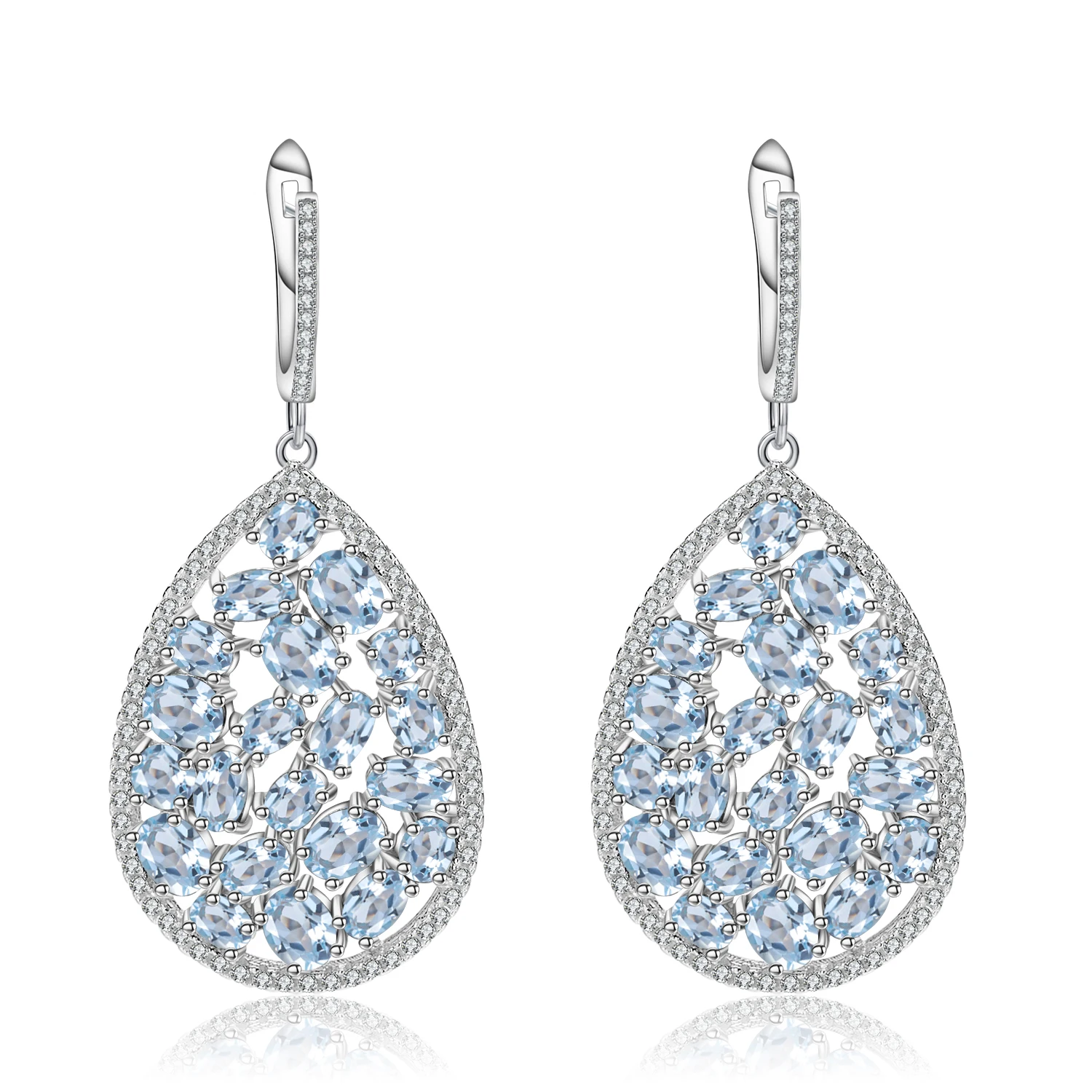 

A852 Abiding Natural Sky Blue Topaz Pear Shape Earrings Most Popular 925 Sterling Silver Wedding Drop Earrings Jewelry