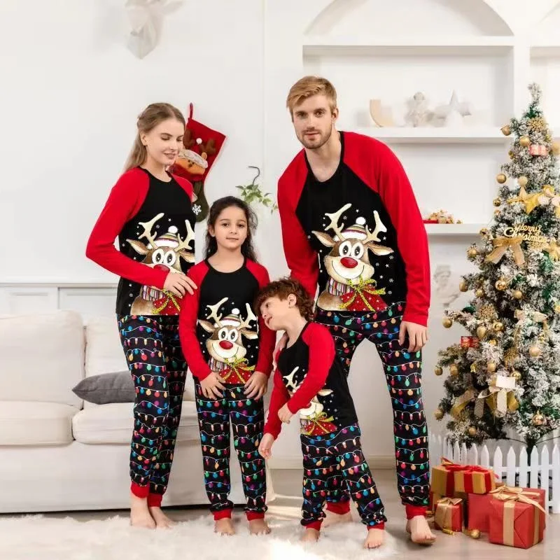 

2023 Funny Christmas Family Matching Pajamas Sets Xmas Daddy Mommy and Me Pj's Clothes Plaid Father Mother Kids Pyjamas Outfits