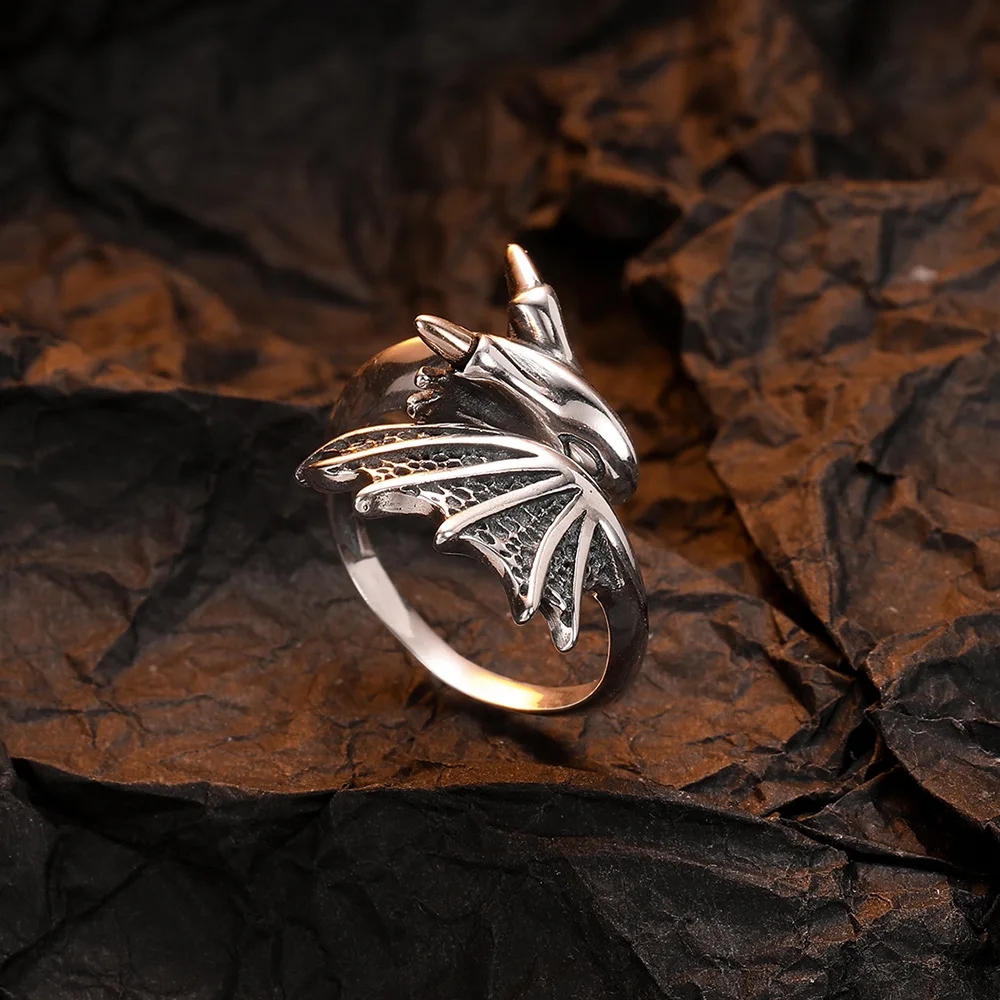 

S925 Sterling Silver Flying Dragon Ring Retro Niche Design Sense Personality Index Finger Stylish Opening Adjustable