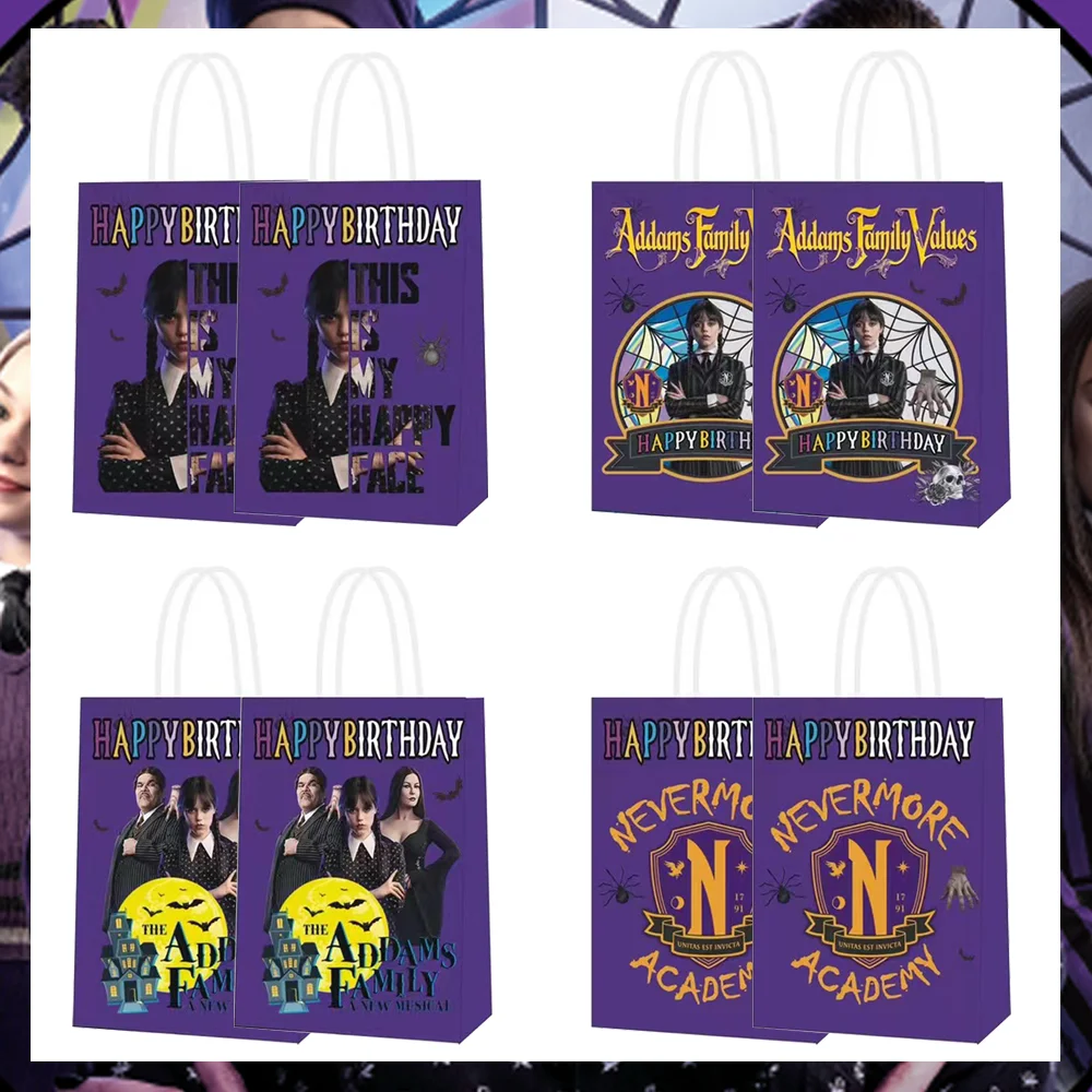 12Pcs The Movie Wednesday Addams Paper Gift Bag Handle Birthday Party Addams Packaging Bags Wedding Gifts Eid Ramadan Supplies
12Pcs The Movie Wednesday Addams Paper Gift Bag Handle Birthday Party Addams Packaging Bags Wedding Gifts Eid Ramadan Supplies