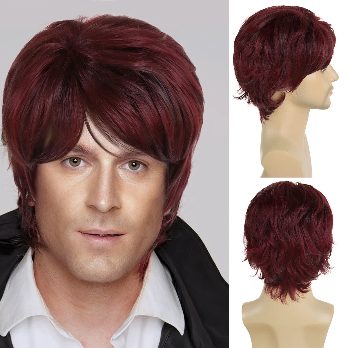 GNIMEGIL Synthetic Red Hair Short Curly Wig for Men Cosplay Costume Halloween Use Natural Male Wig with Bangs Heat Resistant 
GNIMEGIL Synthetic Red Hair Short Curly Wig for Men Cosplay Costume Halloween Use Natural Male Wig with Bangs Heat Resistant