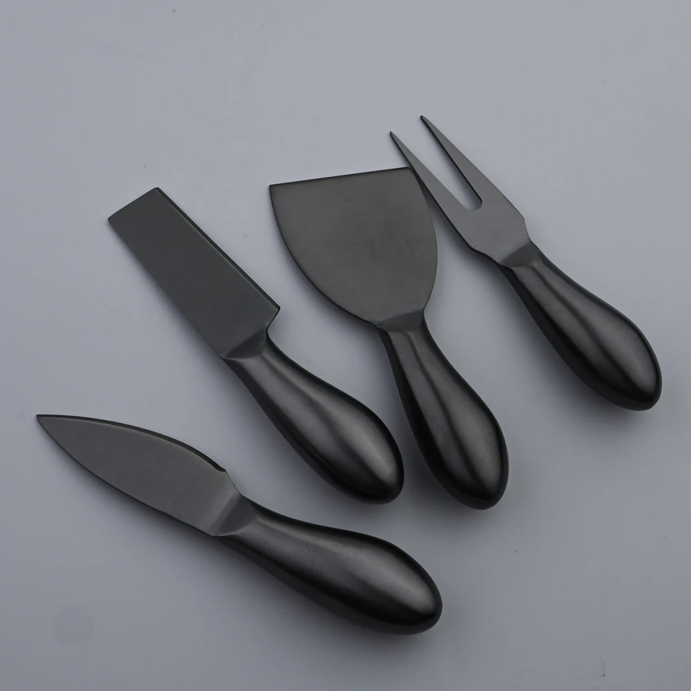 

AJOYOUS Cheese Knife Set Cheese Stainless Steel 6Pcs Black Cheese Slicer Cutter Handle Mini Knife Butter Knife Spatula Fork