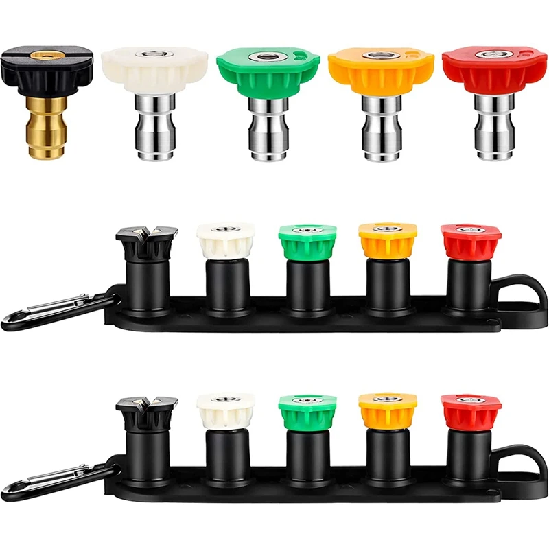 

2 Pieces Pressure Washer Nozzle Tips Set With Nozzle Holder, 10 Spray Nozzle Tips, 1/4 Inch Fast Connect, 4000 PSI