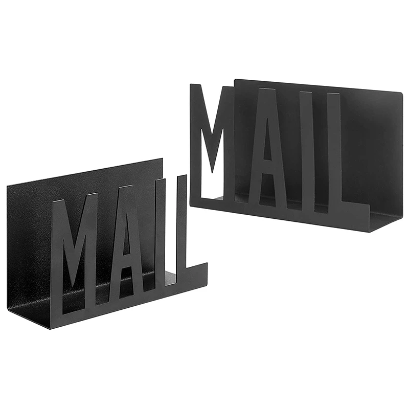 

2 Pcs Black Metal Mail Sorter/Desktop Letter Folder Student Book Shelf Office Desk Storage Letterhead Holder
