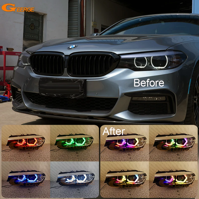 

For BMW 5 Series G30 G31 G38 F90 M5 Ultra Bright Concept M4 Iconic Style Dynamic Multi Color RGB LED Angel Eyes Kit Halo Rings