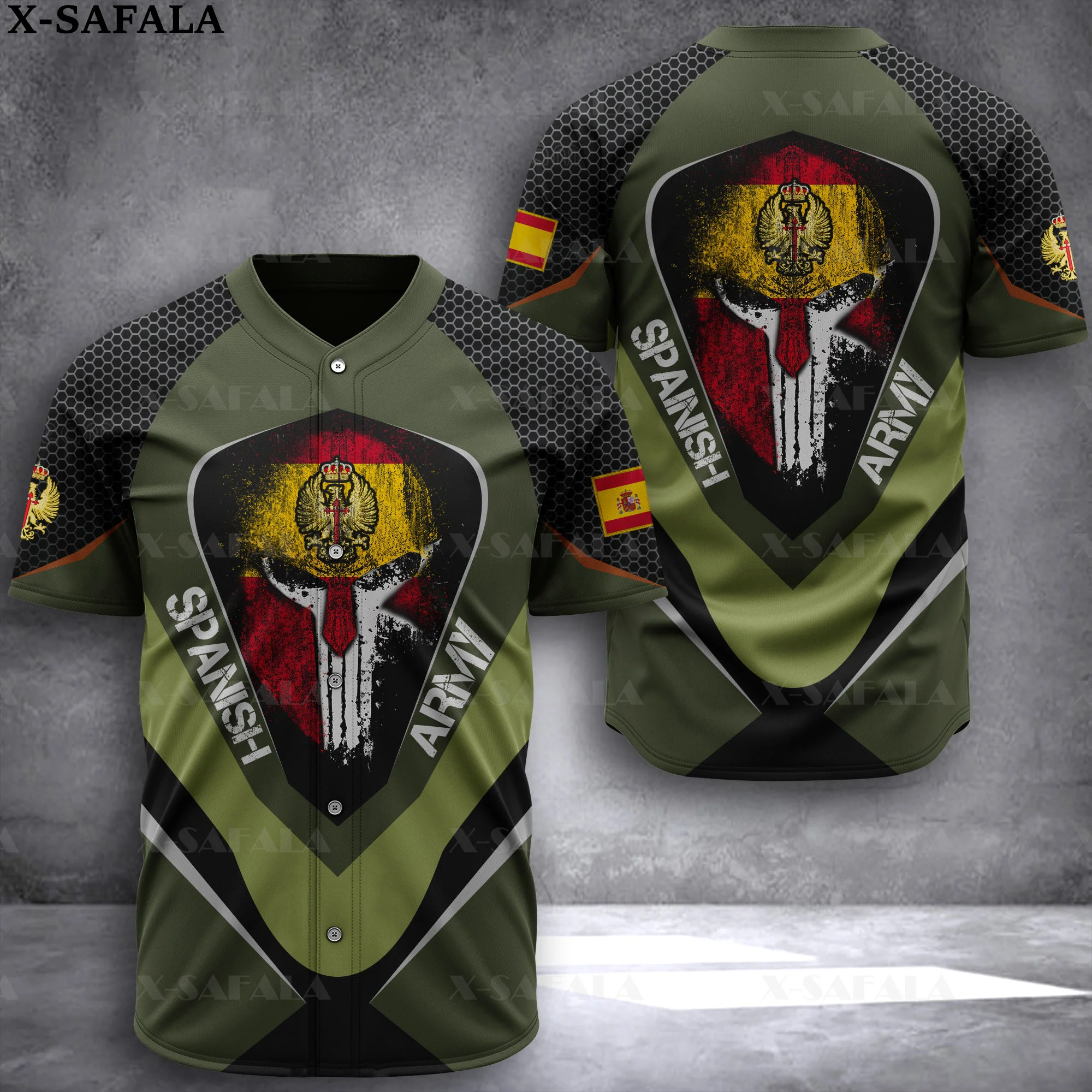 

SPANISH Soldier-ARMY-VETERAN Country 3D Printed Baseball Jersey Shirt Men's Tops Tee Oversized Streetwear-1