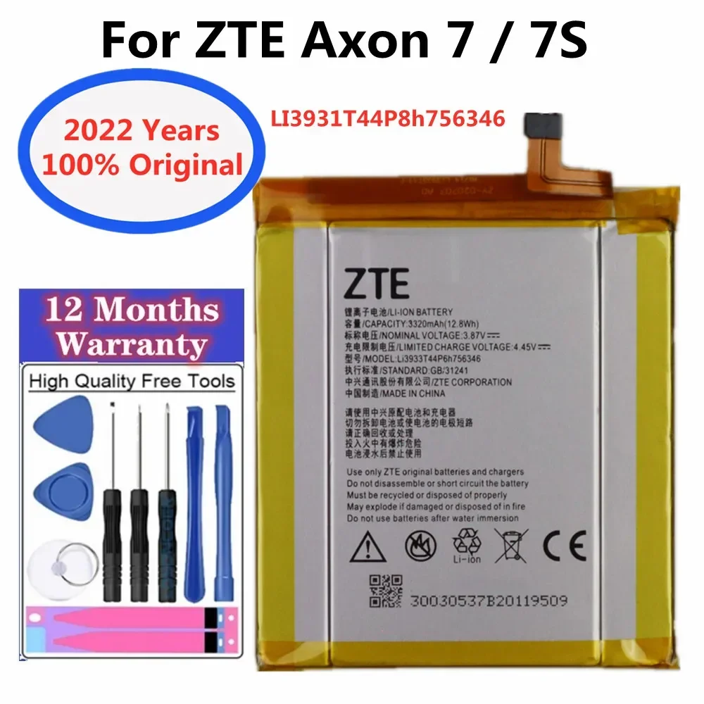 

High Quality LI3931T44P8H756346 Original Battery For ZTE Axon 7 7S A2017 A2018 3320mAh Mobile Phone Batteries + Tools