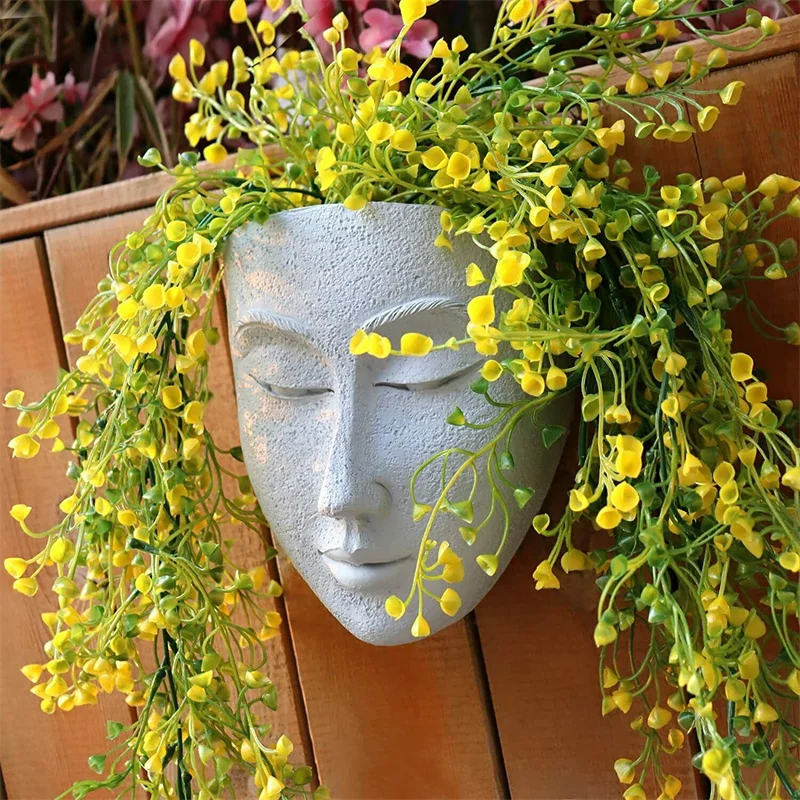 Face Planter Pot Creative DIY Head Planter Mask Vase for Wall Decor Resin Mounted Planter Flowers Pots
Face Planter Pot Creative DIY Head Planter Mask Vase for Wall Decor Resin Mounted Planter Flowers Pots