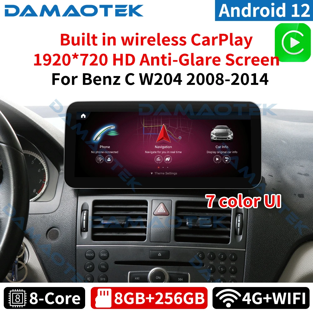 Автомобильная Мультимедийная система DamaoTek, Android 12,0, 10,25 дюйма, 8 + 128 ГБ, для Mercedes Benz C W204 GLC 2008-2014, беспроводной carplay, Wi-Fi, 4G
Автомобильная Мультимедийная система DamaoTek, Android 12,0, 10,25 дюйма, 8 + 128 ГБ, для Mercedes Benz C W204 GLC 2008-2014, беспроводной carplay, Wi-Fi, 4G