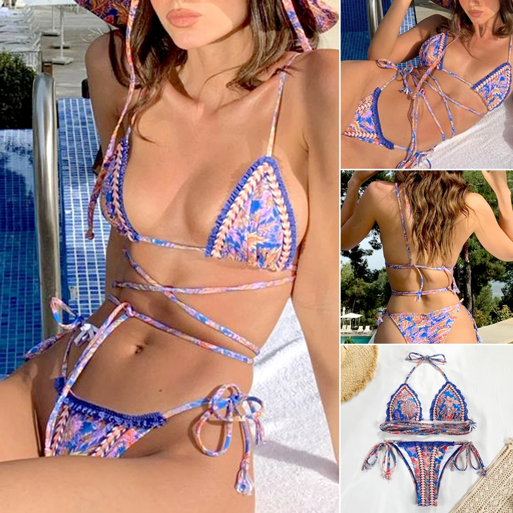 Fashion Women's Swimsuit Sexy Tie Bikini Thong Slim Summer Bathing Suit for Swimming Pool Beach Swimwear Spa Clothing
Fashion Women's Swimsuit Sexy Tie Bikini Thong Slim Summer Bathing Suit for Swimming Pool Beach Swimwear Spa Clothing