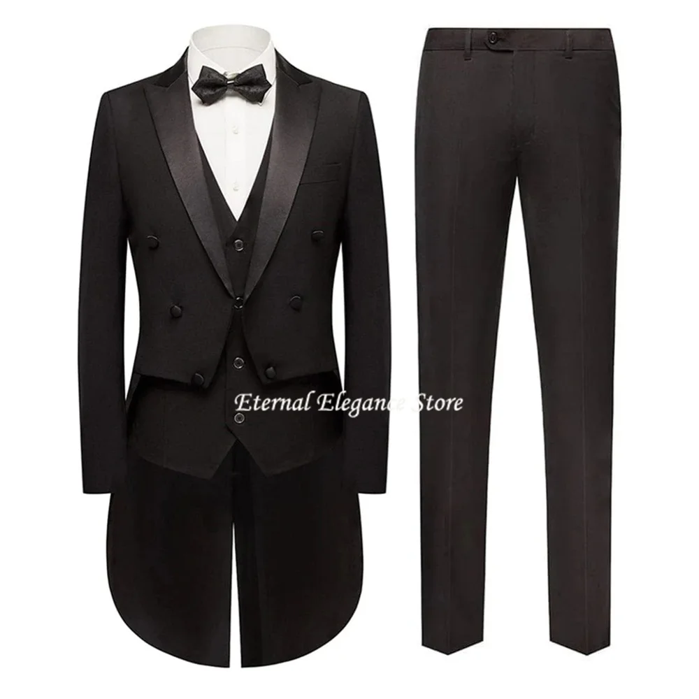 

Elegant Men Suits 3 Pieces Single Button Peak Lapel Full Men's Suit Tailcoat Blazer For Wedding Trajes De Hombre Costume Homme
