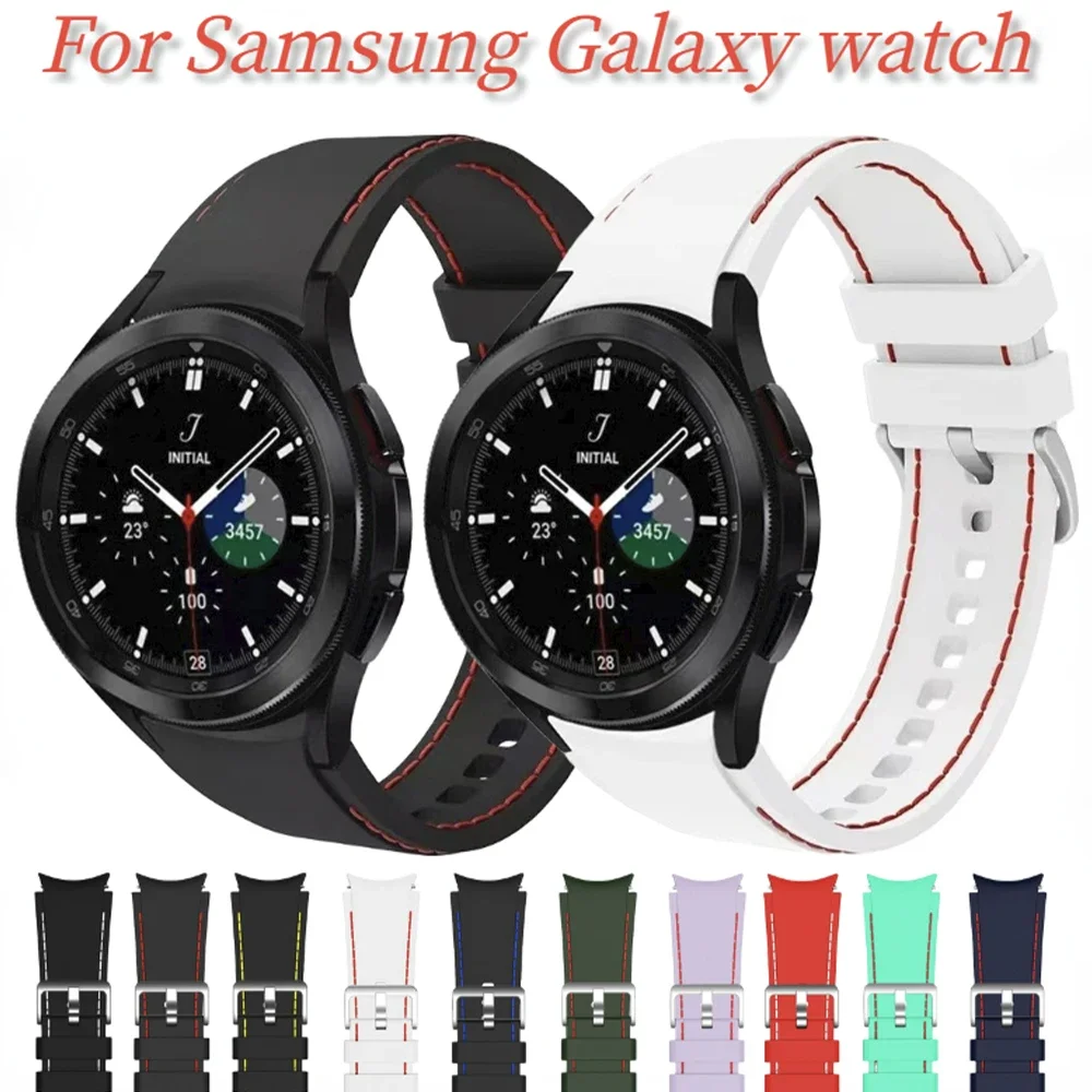 

Silicone Strap for Samsung Galaxy Watch 4 Classic 46mm 42mm/6 5 4 44mm 40mm Bracelet for Samsung Watch 5 Pro 45mm/6 Classic Band