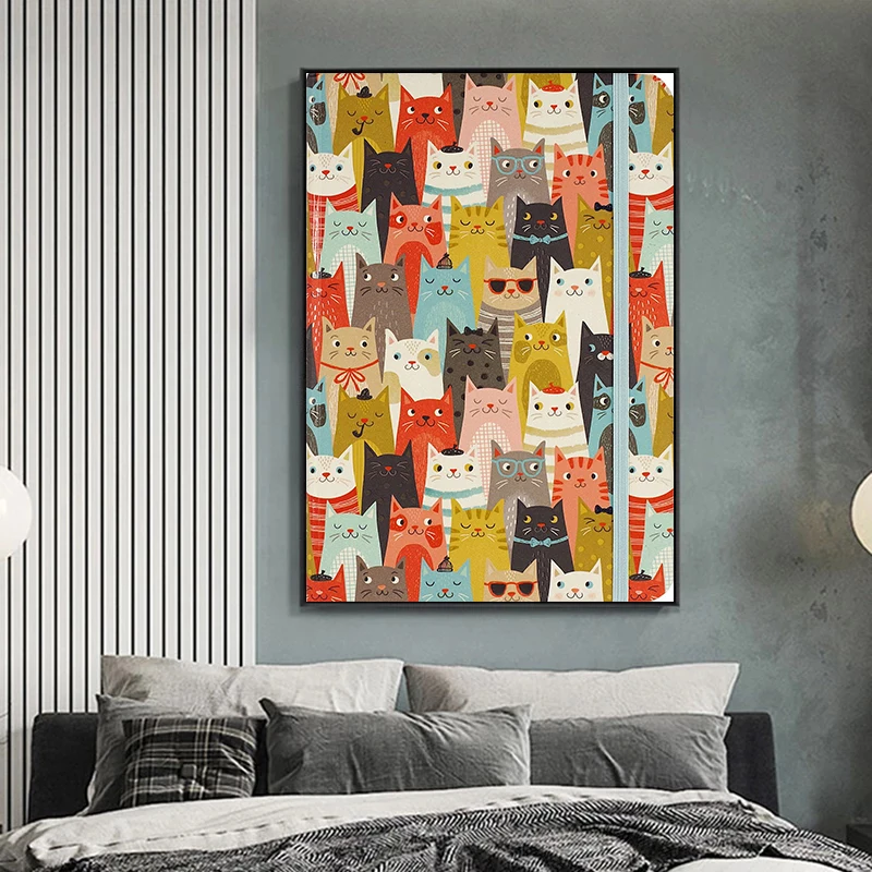 Fun Cute Animals Colorful Cat Canvas Posters and Prints Modern Painting Wall Art Pictures for Children's Room Decoration Gifts
Fun Cute Animals Colorful Cat Canvas Posters and Prints Modern Painting Wall Art Pictures for Children's Room Decoration Gifts