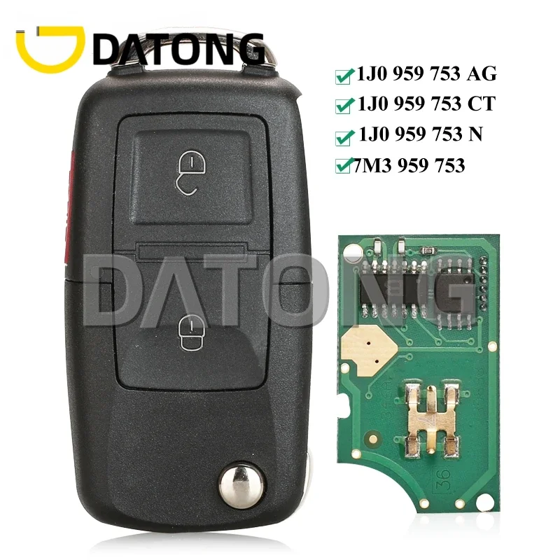 

CHANKey Remote Key FOB 2 Buttons 433MHZ ID48 1J0 959 753N/753AG/753CT 7M3959753 For Volkswagen VW Passat Golf MK4 Bora Polo