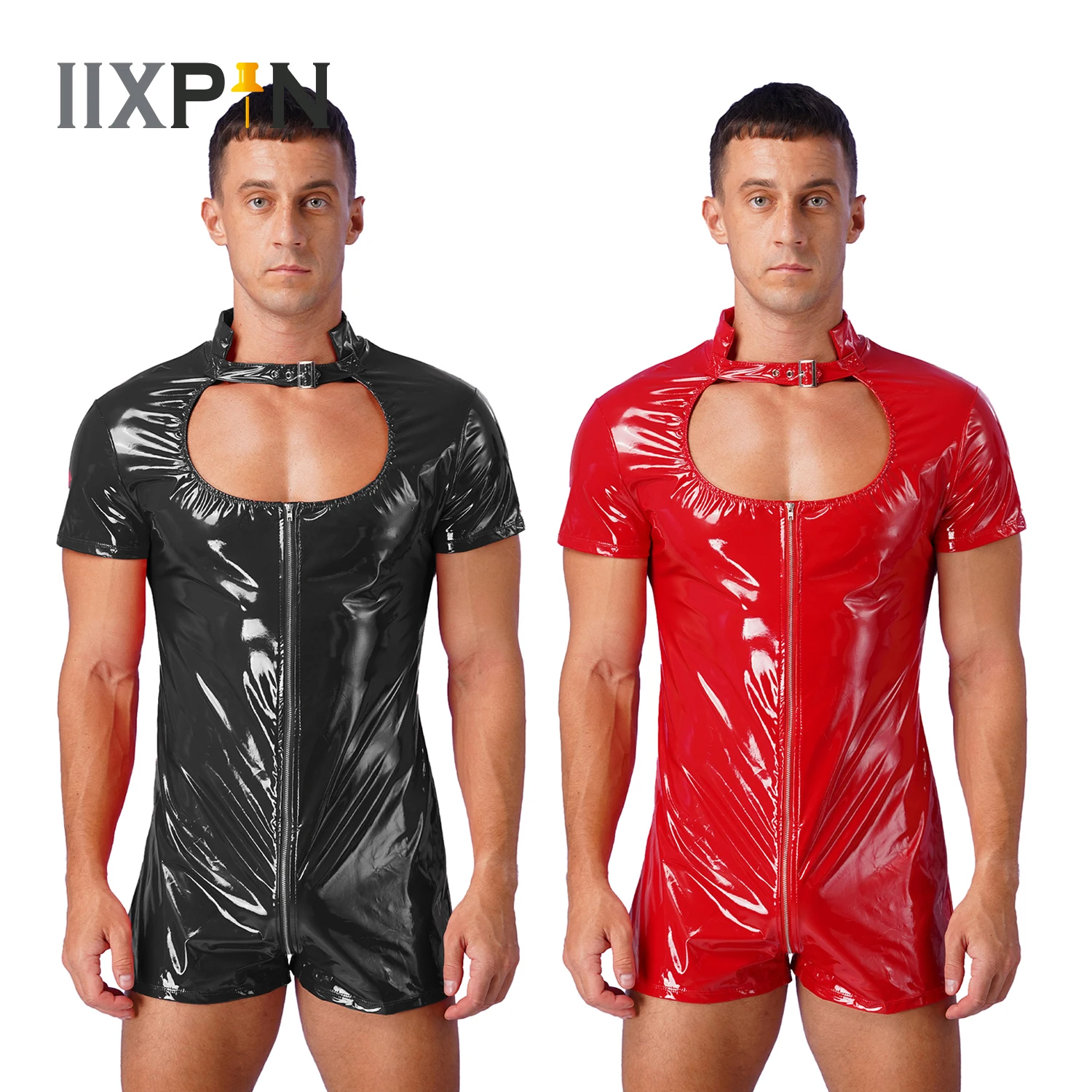 Mens Lingerie Zipper Short Sleeve Skinny Jumpsuit Wet Look Patent Leather Bodysuit Clubwear Pole Dance Performance Rave Costume
Mens Lingerie Zipper Short Sleeve Skinny Jumpsuit Wet Look Patent Leather Bodysuit Clubwear Pole Dance Performance Rave Costume