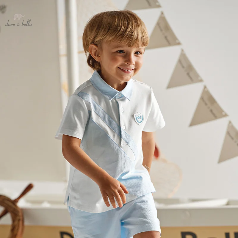 

Костюм для мальчиков Dave Bella, Новинка лета 2024, детская одежда с коротким рукавом, Детский комплект из двух предметов, спортивный джентльменский академический стиль DB2241256